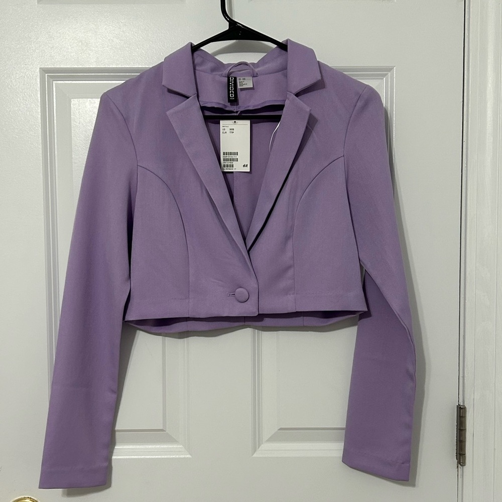H&M light purple cropped blazer